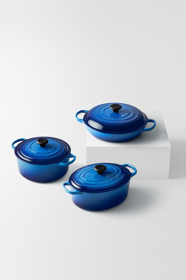 Le Creuset Cast Iron Pot Dupe 7-Piece Azure Blue