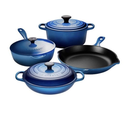 Le Creuset Cast Iron Pot Dupe 7-Piece Azure Blue