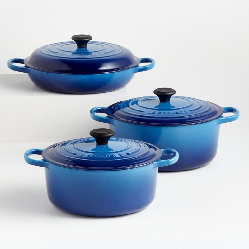 Le Creuset Cast Iron Pot Dupe 7-Piece Azure Blue