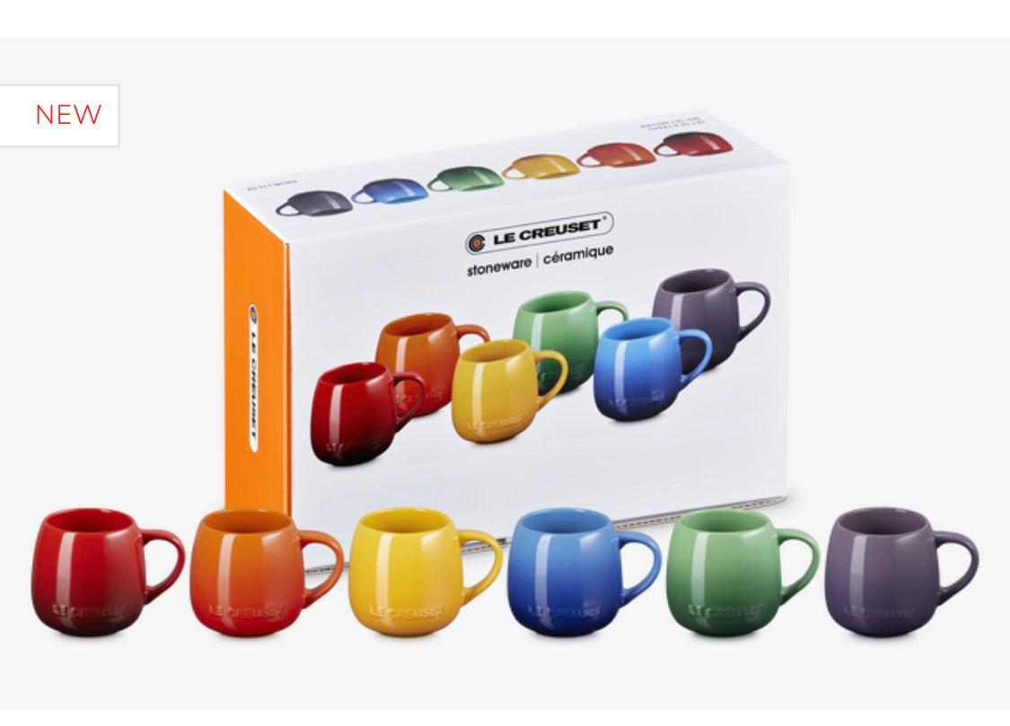 Stoneware Rainbow Set of 6 Coupe Mugs