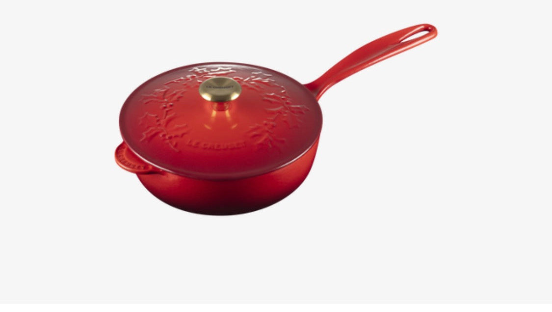 Cast Iron Holly Saucier with Gold Knob