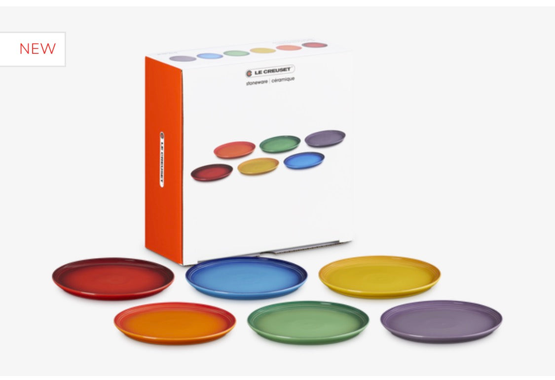 Stoneware Rainbow Set of 6 Coupe Side Plates