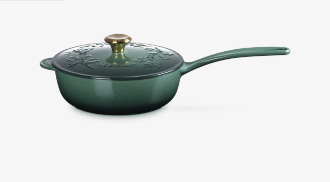 Cast Iron Holly Saucier with Gold Knob