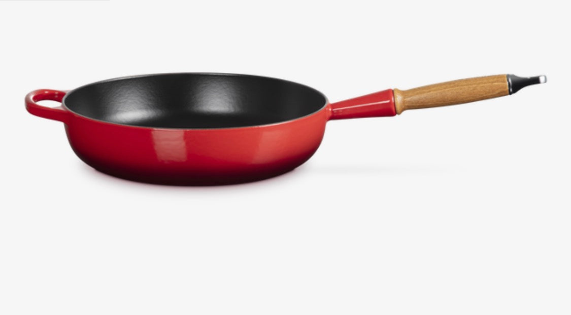 Cast Iron Signature Saute Pan with Wooden Handle