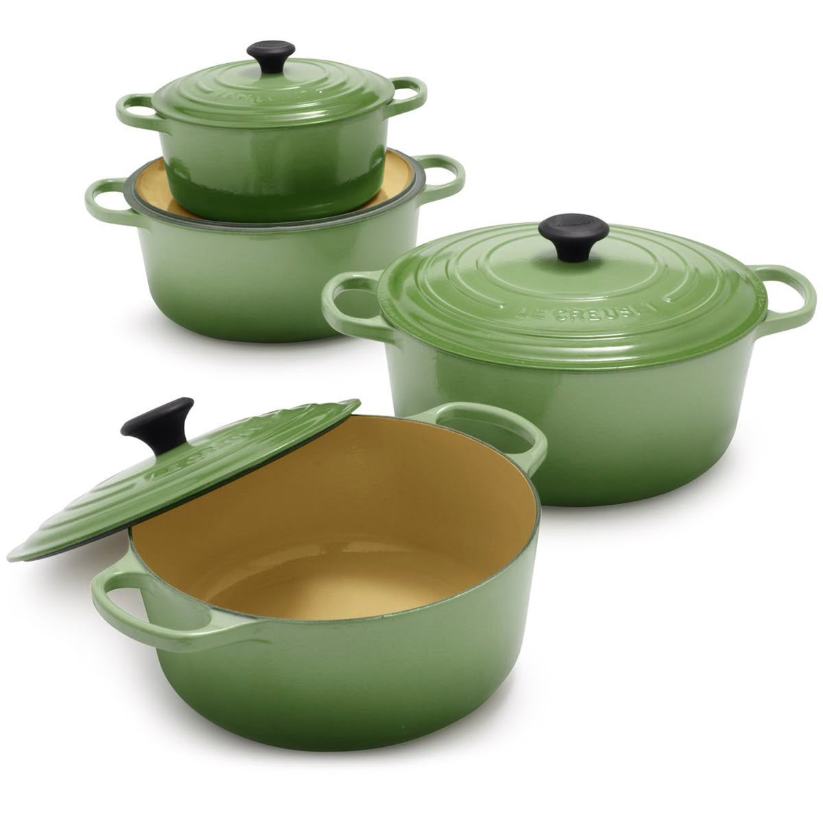 Le Creuset Cast Iron Pot Dupe 7-Piece
 Bamboo Green