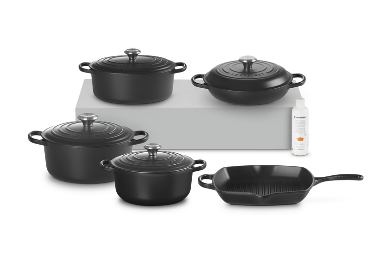 Le Creuset Cast Iron Pot Dupe 7-Piece Black