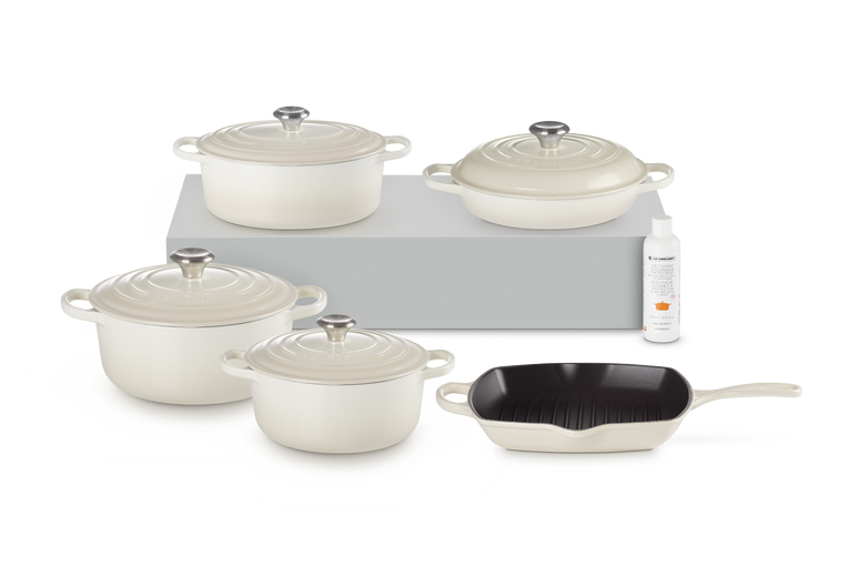 Le Creuset Cast Iron Dupe Pot 7-Piece Cream