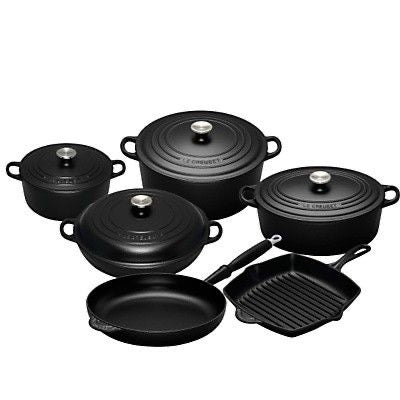 Le Creuset Cast Iron Pot Dupe 7-Piece Black